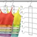Tank Top Hanger, 6 Tier Space Saving Bra Hangers, Closet Organizers and Storage, Dorm Room Essentials for Girls, Organization for Camisoles Sports Bras Strappy Dress Swimsuits Ties, 2 Pack