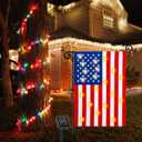 12 x 18 Double Sided American Garden Flag with Lights- Solar LED Burlap US Flag, Luminable Yard Garden Flag for Patio Lawn Outside Outdoor Decorative