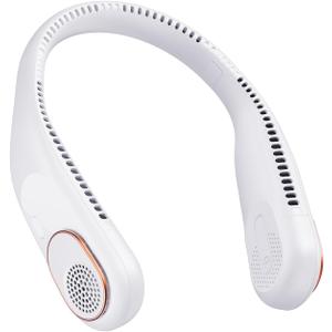 SWEETFULL Portable Neck Fan 360 Cooling Bladeless Personal Fan | No Hair Twisting - 4000mAh USB Rechargeable Wearable Fan for Travel, Birthday Gifts for Men, Women, Mom, and Dad (A4 White)