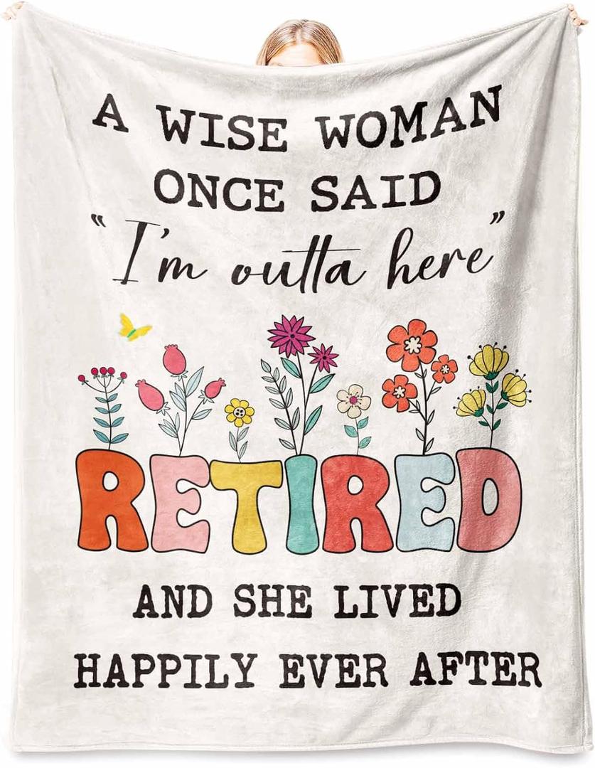 Retirement Gift for Woman 2026, Soft Flannel Retirement Blankets for Women, Best Retired Gifts for Women, Funny Retirement Gifts for Teacher Coworker Friend Nurse Boss Famale - 60'' x 80''