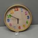 Topkey 12" Wooden Look Wall Clock Silent Non-Ticking 3D Numbers Colorful Decorative Round Clock for Living Room, Bedroom and Office Battery Not Included - Light Brown