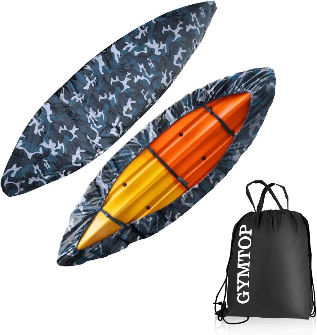7.8-18ft Waterproof Kayak/Canoe Cover - Storage Dust Cover UV Protection Sunblock Shield for Fishing Boat/Kayak/Canoe 7 Sizes [Choose Color] (Ocean Camo(Upgraded), Suitable for 9.3-10.5ft)