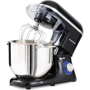 Aucma Stand Mixer,8QT 900W 6-Speed Tilt-Head Food Mixer, Kitchen Electric Mixer with Dough Hook, Wire Whip & Beater (Black, 8QT)