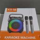 Karaoke Machine, Portable Bluetooth Speaker with 2 Wireless Microphones for Adults & Kids with Lights, Karaoke Microphone with PA System Supports USB/TF/FM/AUX for Home Party Home System Packages (Black)