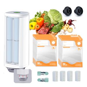 CABIBOX Compact Vacuum Sealer for Food Contains 10 Reusable Seal Bags|4 size, Handheld Vacuum Sealer Machine, Portable Food SealerSeal Food 6X Fresh Longer,for Kitchen, Home, BBQ, Travel