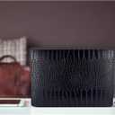 Compatible with Crocodile MacBook Air 13 inch Case 2021 2020 2019 2018 M1 A2337 A2179 A1932, Textured Elegant Luxury Aligator Skin Snakeskin PU Leather Hard Shell & Keyboard Cover, Black