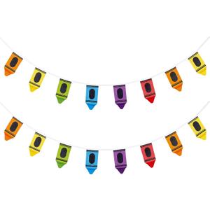 Frienda 2 Pack Crayon Banner, 32.8 ft Back to School Classroom Decorations, 7.8"