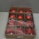 Liliful 12 Pcs Christmas Ball Ornaments Christmas Tree Decorations Shatterproof Foam Glitter Balls Hanging Xmas Tree Ornaments for Home New Year Holiday Indoor Outdoor Party Decor(Red,3.54 Inch)