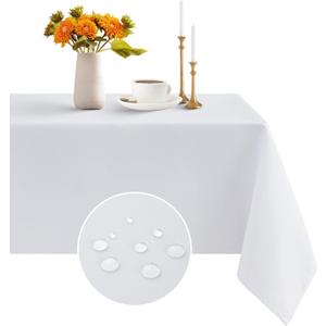 Romanstile White Rectangle Tablecloth - 60 x 120 inch Large Waterproof and Wrinkle Resistant Washable Polyester Table Cloth for Kitchen Dining/Party/Wedding Indoor and Outdoor Use