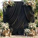 10ftx10ft Black Backdrop Curtains for Weddings Parties, Wrinkle Free 2 Panels Silky Polyester Photo Backdrop Drapes Back Drop Cloth Drapery for Birthday Mother'sDay Photography Background