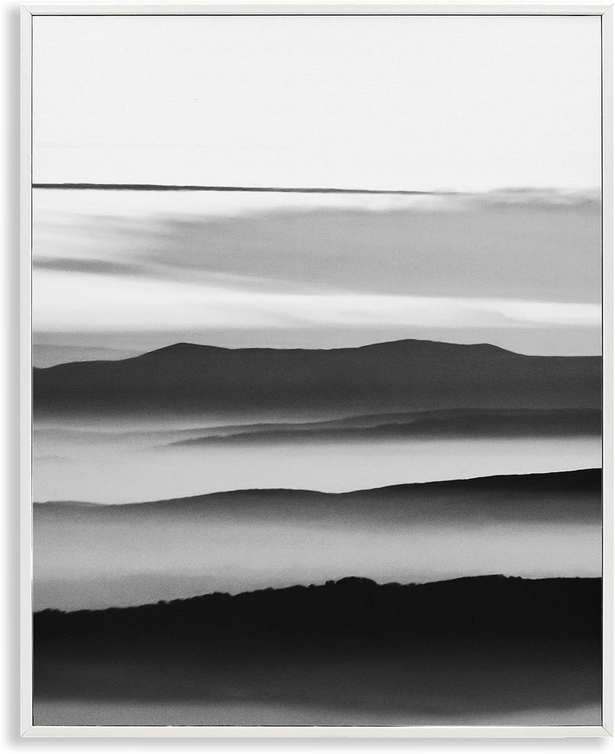 Misty Clouds Eerie Mountain Landscape, 16 x 20 Inch Framed Giclée Print