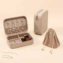 Travel Jewelry Box, Medium Size Jewelry Organizer Box, Removable Jewelry Pouch, Large Capacity, Earrings Necklaces Bracelets Rings Storage, Light Taupe