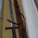 Hunter Edge Austral Supplies 40.5” Hand Forged Carbon Steel Rustic Broad Sword with Leather Wrapped Handle, Black/Brown (901132) 