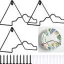 4 Pack Large Heavy Duty Plate Hanger 5.5" H x 7.87" W x 3.94" D Black Wall Mountable Tray Platter Hanger Easel Hanging Display Wall Rack Plate Stand Holder for Artwork Photo Books