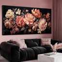 Flower Wall Decor Pink and White Botanical Painting Home Decor Aesthetic Framed Artwork for Living Room Bedroom Office Room Decor 24"x 48"