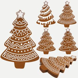 8 Pcs Jumbo Gingerbread Christmas Outdoor Decor Felt Mats-20 Inch Xmas Ornaments for Classroom Home Office Yard Porch Farmhouse Rustic Xmas Tree Wall Decoration (Christmas Tree)