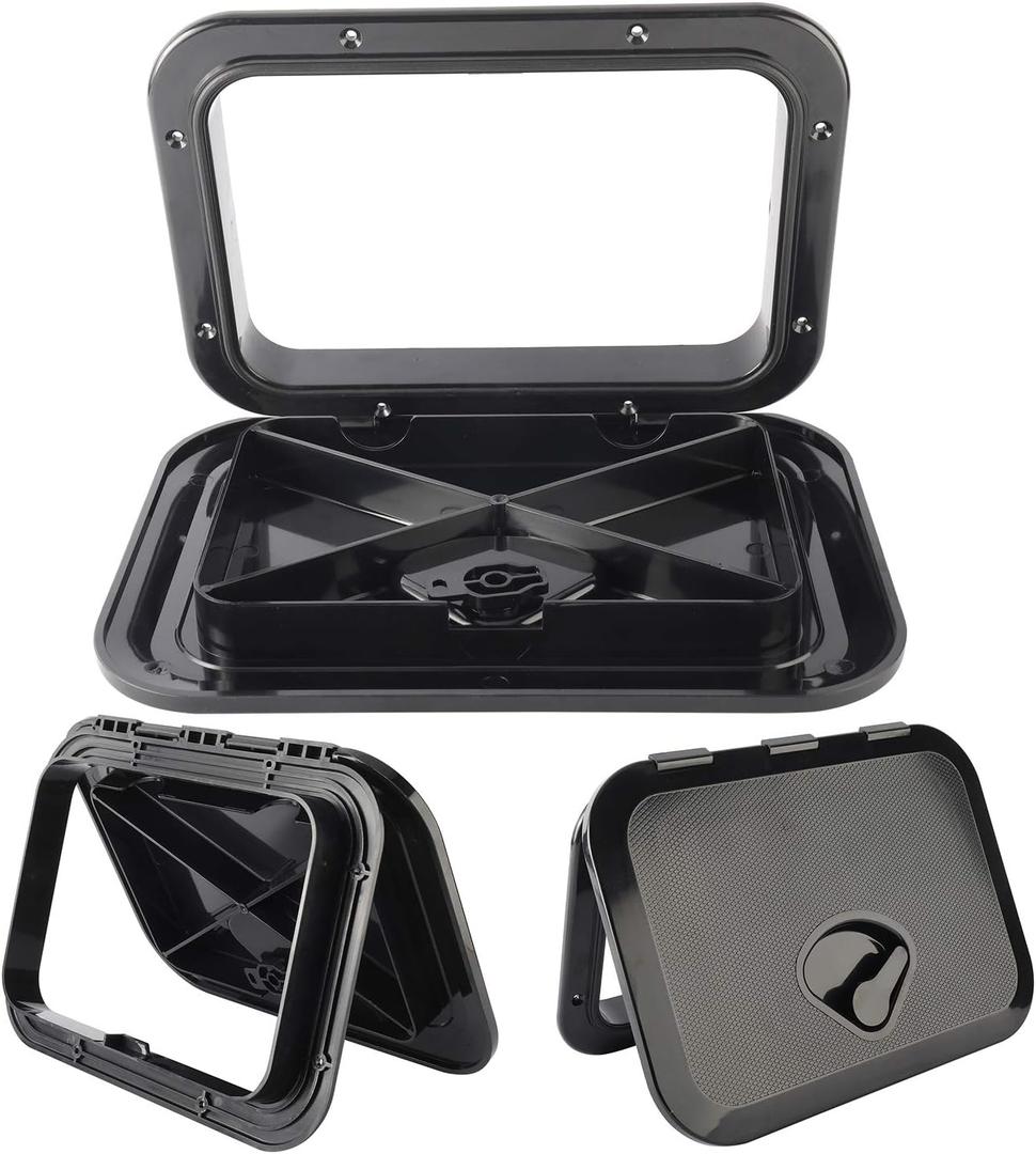 YaeMarine Marine Access Hatch Boat Deck Hatch Lid Access Hatch & Lid 10-5/8" x 14-3/4" RV (270mm x 375mm) Black
