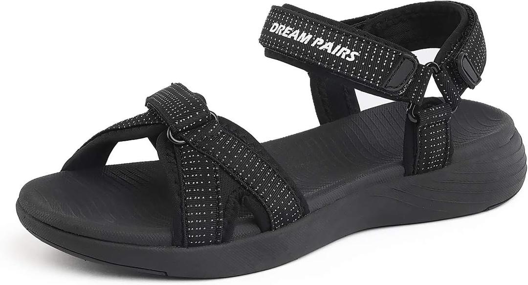 DREAM PAIRS Women's Sport Athletic Sandals Outdoor Hiking Sandals (6.5, Black)