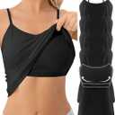 Missclub 5 Pack Womens Camisole Tops with Built in Bra Spaghetti Strap Athletic Tank Top Basic Layering Cotton Undershirts L