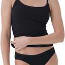 Pact Women's Cotton Camisole Tank Top with Built-in Shelf Bra (Medium, Black)