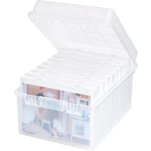 Lifewit 1 Pcs Photo Storage Set with 9 pcs 5"x7" Inner Photo Box& 28 x 22 cm/11x8.5 Transport Case, Craft Organizer for Seed Cards Pictures Office Supplies with 1 Sheet Label Sticker, Clear