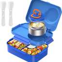 DaCool Lunch Box for Kids with 5oz Soup Food Thermo for Hot Food Kids Bento Box 1500ml Leakproof Lunch Box for kids Teens Boys Lunchbox with Fork Spoon for Dining Out Work School, Blue