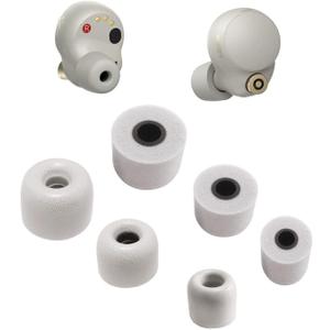JNSA Foam Tips Replacement for Sony WF-1000XM4 Sliver,WF-1000XM5, WF-XB700, Ultimate Comfort Noise Canceling Memory Foam Eartips Foam Ear Tips,Small Size 3 Pairs, Silver S Size (FoamXM4S3PS)