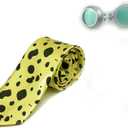 Ealipoi Kento Nanami Cosplay Tie Anime Cosplay leopard Print Tie With Glasses (Green)