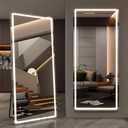 LED Full Length Mirror, 71" x 28" Oversized LED Mirror Full Length Lighted Floor Standing,Hanging Floor Mirror with Lighted Stand Free Standing for Bedroom,Livingroom,Rect Style