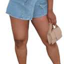 HTD Women's Casual Denim Skorts Skirts with Pockets (Medium, Light Blue)