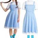WooHand Halloween Costumes for Women Adult Blue Gingham Dress Women 1930s Inspired Princess Costume Sourced Fairy Tales (Large)