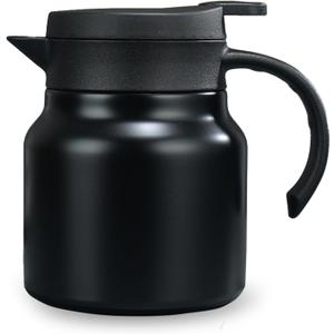27 oz Single Stainless Steel Thermal Coffee Carafe, Double Wall Vacuum Insulated Creamer Container, Beverage Dispenser for Milk and Hot Chocolate, Tea Pot. (Black) 