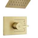 SOOOHOT Brushed Gold Shower Fixtues, Tub and Shower Faucet Set Combo with 6 Inch Gold Shower Head and Tub Spout, Gold Shower Head and Handle Set (Valve Included)