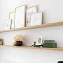 Floating Shelf White Oak 42X10x2.5'' with 3 Brackets  Wall Mounted Pure Solid Wood Shelf for Home Decor, Storage & Display  Modern White Oak Finish  Easy Install Heavy Duty Floating Wall Shelf