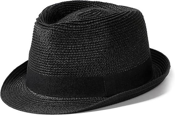 DRESHOW Women Straw Panama Hat Travel Fedora Beach Sun Hat Summer Wide Brim Straw Roll up Hat UPF 50+