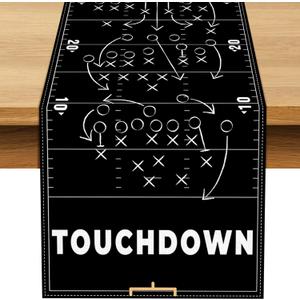 Football Touchdown Table Runner Tactical Guidance Boys Football Themed Birthday Party Supply Tailgate Party Decorations Home Kitchen Island Decor (13" x 72")