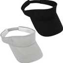 2 Pack Sports Visors Hats Women Adjustable Outdoor Sun Visor Golf Beach Travel Men Cap (Black+grey)