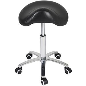 Antlu Saddle Stool Rolling Chair for Medical Massage Salon Kitchen Spa Drafting,Adjustable Hydraulic Stool with Wheels (Without Backrest, Black)