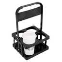 Bodaon 4 Cup Drink Carrier with Handle, Plastic Cup Carriers for Drinks, Drink Holder for Car, Take Out Delivery Drivers Accessories, Portable Foldable Reusable Mobile, Use for Food Delivery Bag, Black