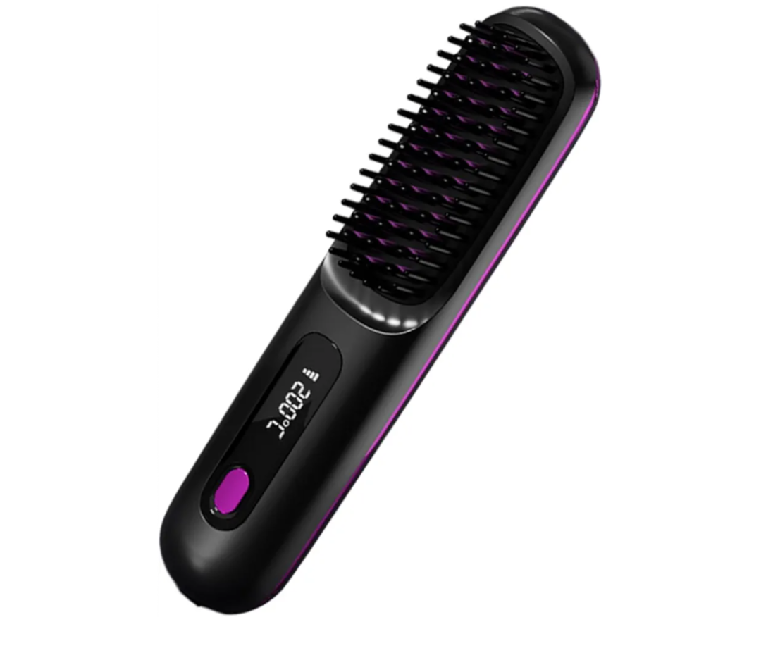 Hair Straightener Brush 20x4.5x3cm, Fast Heating USB Rechargeable Negative Ionic Hair Styling Tool, ABS Ceramic Comb for Home Outdoor Travel Vacation
