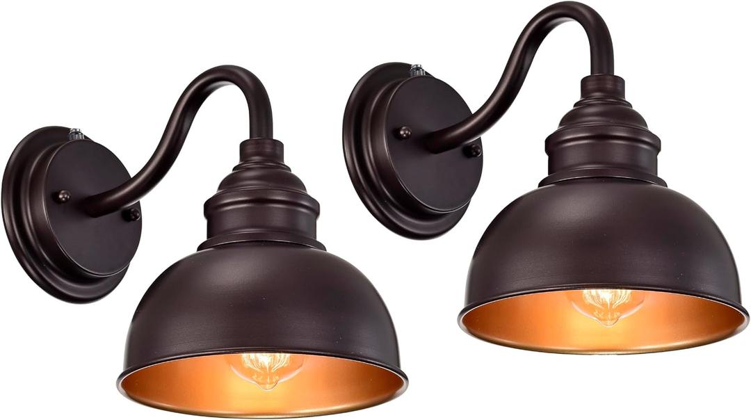 Oil Rubbed Bronze Dusk to Dawn Outdoor Lights 2 Pack, 9 Inch Farmhouse Barn Lights Outdoor,Outside Wall Light for House, Garage, Doorway, Porch, 2 Pack H9" Dusk Dawn