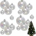 Iridescent Ornament Balls, DIY Plastic Multisize Clear Ornaments Iridescent Christmas Ball, Clear Baubles for Xmas Tree Halloween Window Home Holiday Party Wedding Decor (18Pcs)