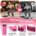 KUTIZE Ankle Resistance Bands with Cuffs & Fabric Resistance Bands Set - Legs & Glutes Workout Equipment for Women & Men, Home Gym Heavy Exercise Bands for Hip, Yoga, Strength Training, Rehab, Pilates (Pink)
