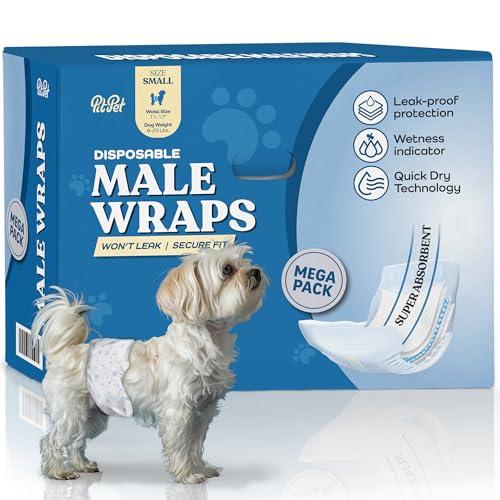 Comfortable Male Dog Diapers - 30-Pack Super Absorbent Disposable Male Dog Wraps- FlashDry Gel Technology, Wetness Indicator Doggie Diapers- Leakproof Belly Wraps for Incontinence, Excitable Urination