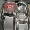 Adult Lunch Box Set, Five Compartments, Stainless Steel Construction, Easy to Clean, Heats Food by Adding Hot Water.