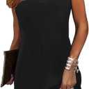 Summer Dresses for Women Sleeveless Casual Sundresses Loose Beach Cover Ups Trendy Tank Midi Sun Dress (Black, XL)