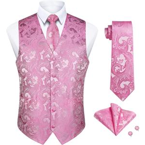 Enlision Suit Vest for Men Formal Paisley Mens Vests Dress Tie and Pocket Square Cufflinks Set Waistcoat Wedding Business