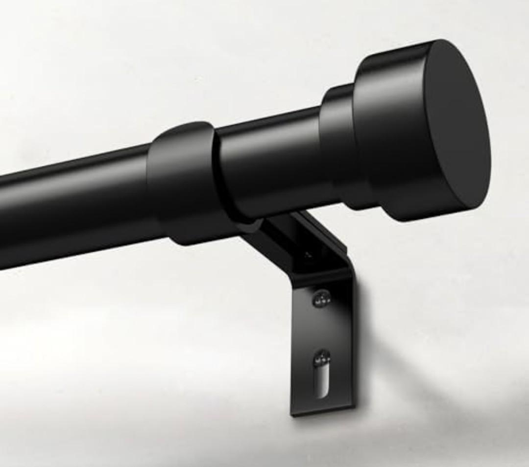 IFELS Heavy Duty Curtain Rods for Windows 66 to 120 Inch,1 Inch Adjustable Black Curtain Rod with Easy Installation and Modern Design,Decorative Long Drapery Rods with Metal Finials (A1,Black,30-120")