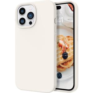 DOMAVER for iPhone 14 Pro Case Liquid Silicone Soft Gel Rubber Microfiber Lining Cushion Cover Shockproof Protective Phone Case for iPhone 14 Pro(6.1 inch)-Antique White