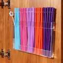9.5 Large Acrylic Straw Holder for Cabinet Door with Detachable Ultra Sticky Adhesive Squares and Stickers, 2026 Reusable Straws Organizer Storage Dispenser for Kitchen Counter Cupboard